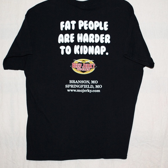 Branson MO Novelty T-Shirt PETA Fat People Graphic Tee Men's Black - Picture 2 of 5